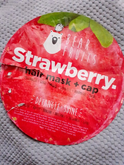 Bear Fruits Maska do włosów z czepkiem, Strawberry Hair Mask, Detangle + Shine