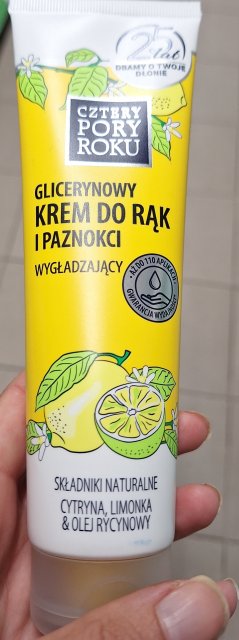 Cztery Pory Roku Krem do rąk, Glicerynowy, Wygładzający, Cytryna, limonka & olej rycynowy
