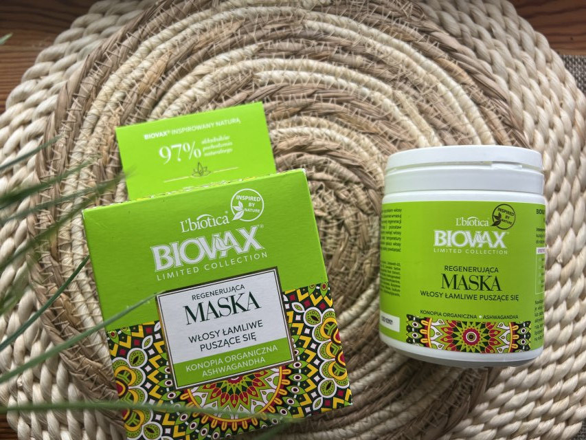 L'biotica Biovax, Limited Collection, Konopia organiczna i Ashwagandha, Maska do włosów regenerująca