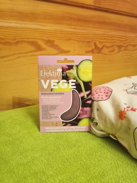 Efektima Vege, Płatki pod oczy, Hydrożelowe, Redukujące worki i upiększające, Bakłażan & Ogórek