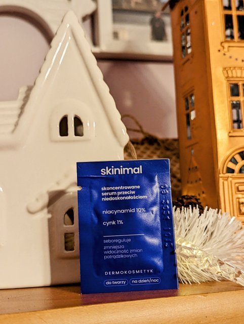 skinimal Serum do twarzy, Skoncentrowane, Przeciw niedoskonałościom, Dzień/noc, Niacynamid 10%, Cynk 1%