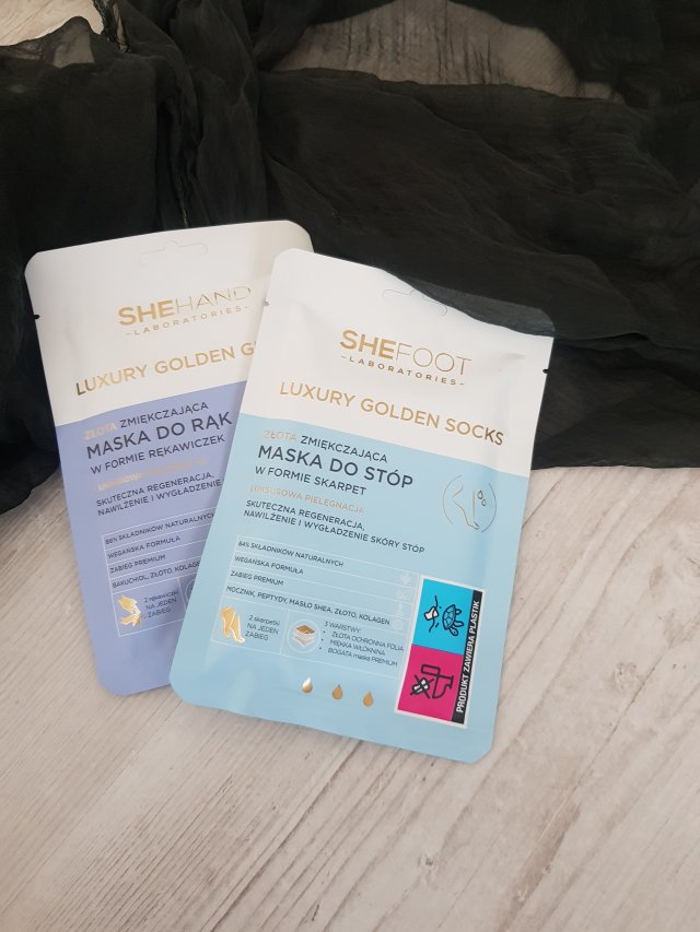 SheFoot Maska do stóp w formie skarpetek, Luxury Golden Socks, Złota, Zmiękczająca