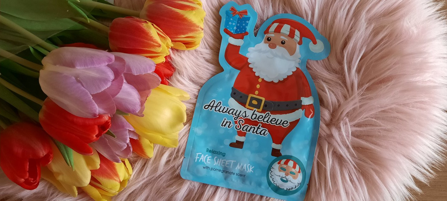 Maxbrands Marketing B.V. Face Sheet Mask, Maseczka do twarzy w płacie, Always Belive In Santa, Relaksująca, Zapach granatu