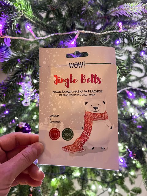 Aura Distribution Maska do twarzy w płacie, Wow! Jingle Bells, Nawilżająca, Ice Bear Hydrating Sheet Mask, Wanilia & Guarana 