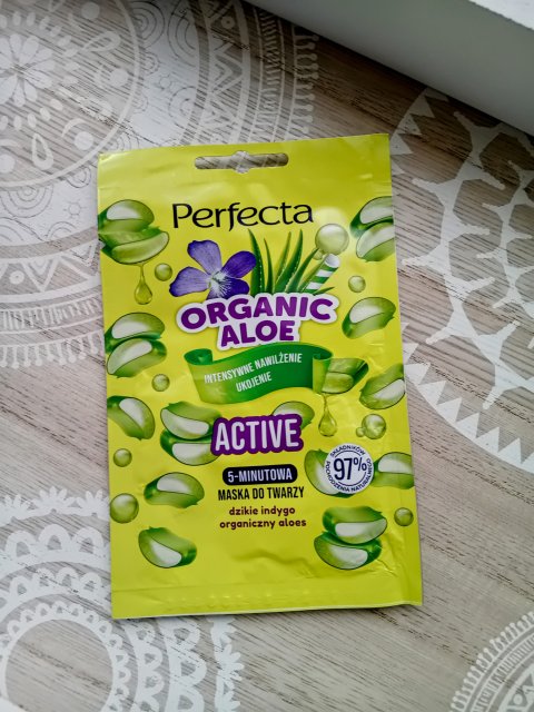 Perfecta Maseczka do twarzy, Organic Aloe, Active, 5-minutowa, Intensywne nawilżenie i ukojenie, Dzikie indygo, organiczny aloes 