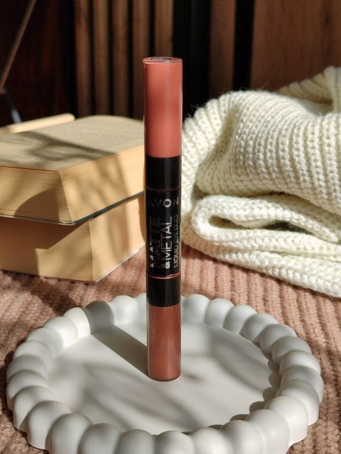 Avon Matte & Metal Liquid Eye Duo, Cień do powiek w płynie, Podwójny, Peach Passion