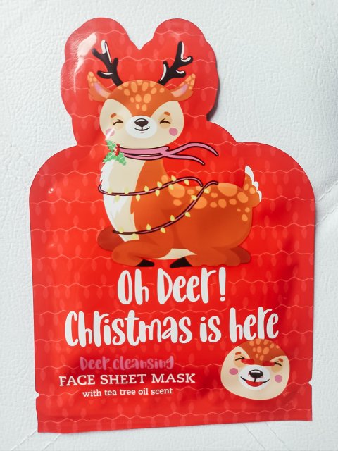 Maxbrands Marketing B.V. Face Sheet Mask, Maseczka do twarzy w płacie, Oh Deer! Christmas is Here, Formuła głęboko oczyszczająca  