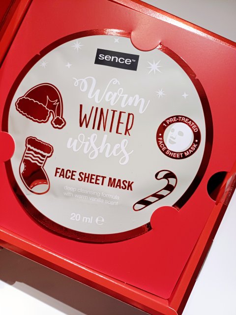 sence beauty Maseczka do twarzy w płacie, Warm Winter Wishes, Deep Cleansing Formula, Warm Vanilla Scent