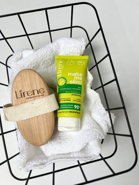 Lirene Make Me Slim!, Zestaw antycellulitowy, Szczotka do masażu na sucho + żel modelujący sylwetkę