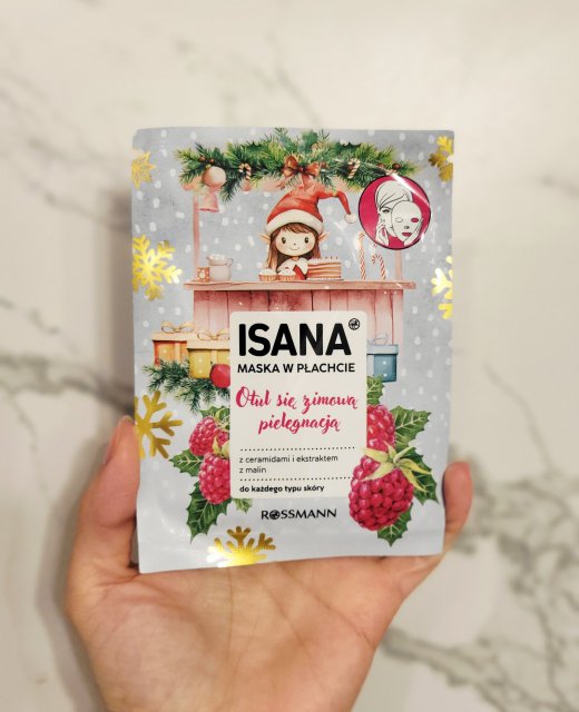 Isana Maska w płachcie, otul się zimowa pielęgnacja, z ceramidami i ekstraktem z malin 