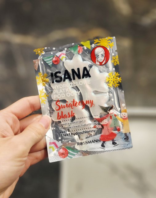 Isana Płatki pod oczy, Hydrożelowe, Świąteczny blask, Ekstrakt z chabrów i kwas hialuronowy 