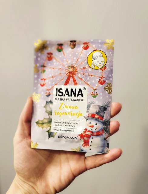Isana Maseczka do twarzy w płacie, Zimowa regeneracja, Kwas hialuronowy i witamina C 